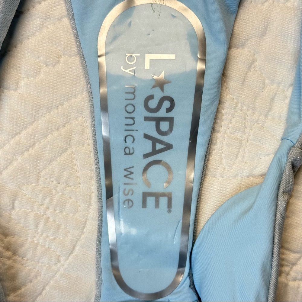 L*Space Cabana Bikini Bottom Bitsy Sky Blue Silver Women’s Size Large - Picture 6 of 9
